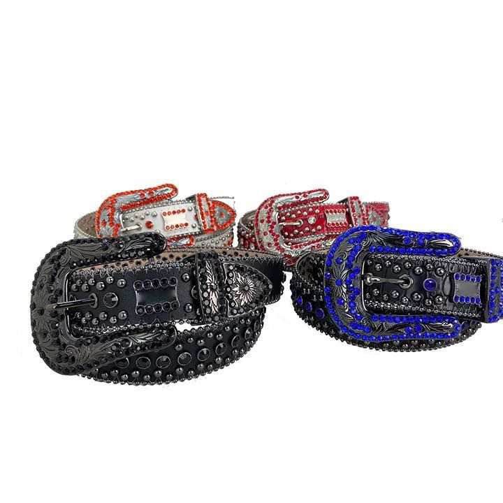 Black for bb simonaw Rhinestone Men Belts