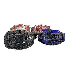 Black for bb simonaw Rhinestone Men Belts